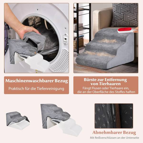 Hundetreppe BI32294 Grau - Textil - 40 x 56 x 83 cm