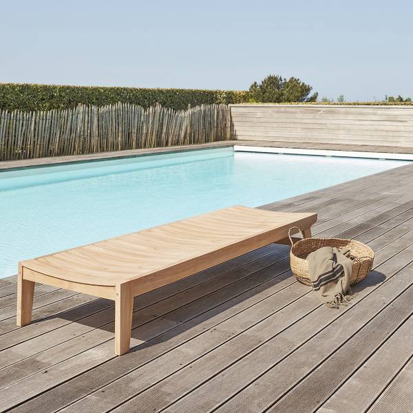 Sonnenliege JAYA Beige - Massivholz - 205 x 30 x 65 cm