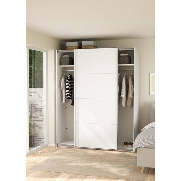 Schiebetürenschrank Bergamo (2-türig) Weiß - Holzwerkstoff - Textil - 179 x 221 x 67 cm