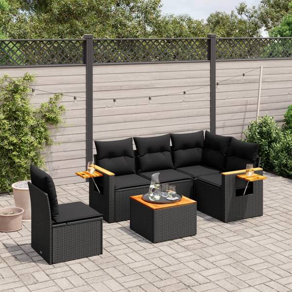 Garten-Lounge-Set 3034928-2 (6-teilig) Schwarz