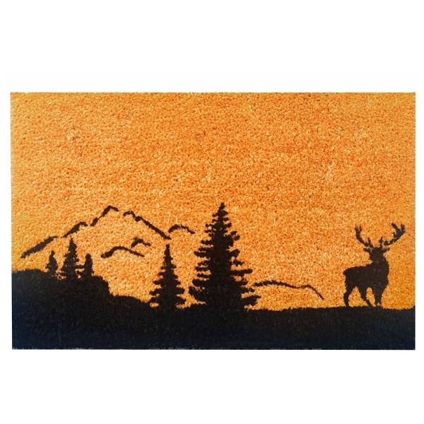 Kokos Fußmatte mit Motiv 60x40 cm Schwarz - Braun - Naturfaser - Kunststoff - 60 x 2 x 40 cm