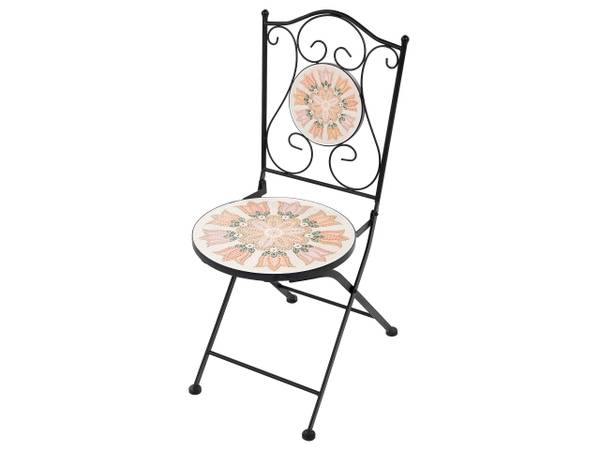 Gartenset SETTALA 3-tlg Beige - Schwarz - Orange - Weiß - Metall - 60 x 60 cm