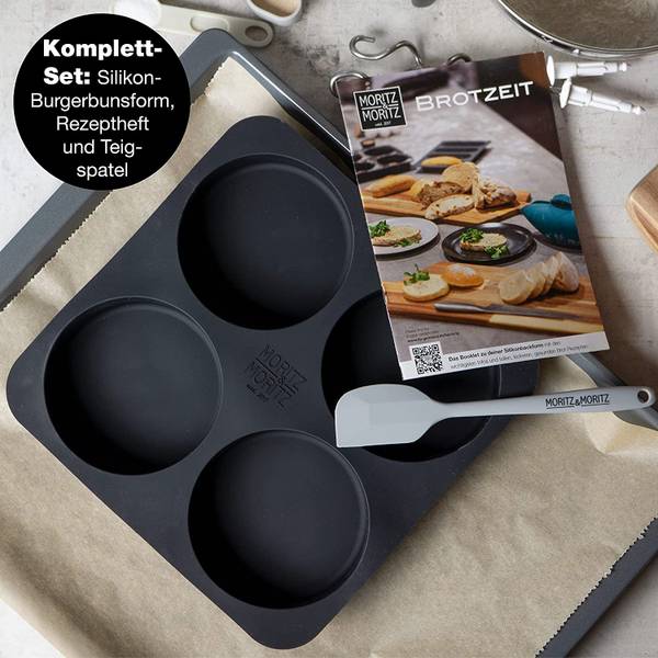 Burger Buns Backform Silikon Rund Grau - Silikon - 5 x 28 x 28 cm