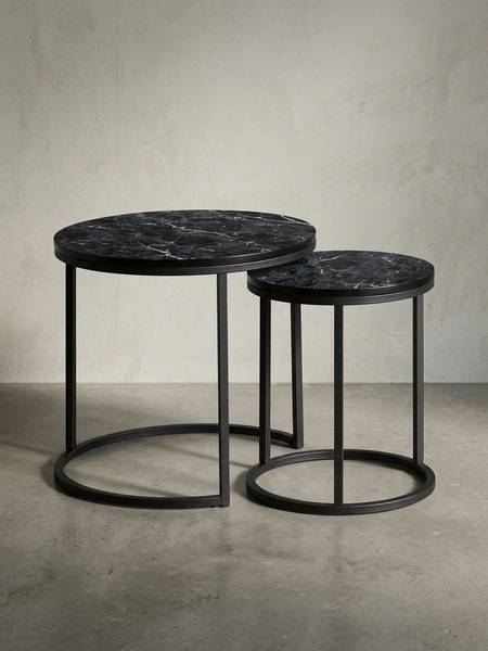 Satztisch MARMIX 2er-Set Schwarz - Holzwerkstoff - 50 x 45 x 50 cm