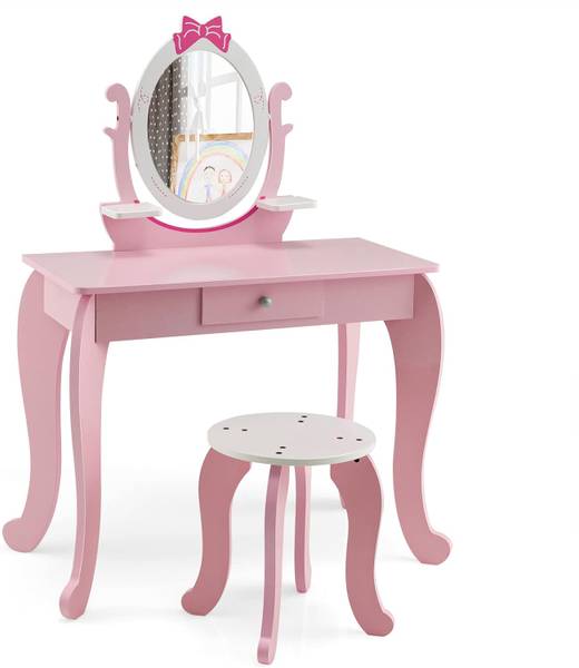 Make-uptafelset TK32201BUNL roze - plaatmateriaal op houtbasis - 34 x 101 x 70 cm