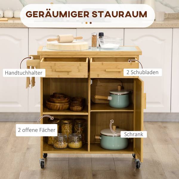 Servierwagen BB5363 Beige - Bambus - 36 x 85 x 84 cm