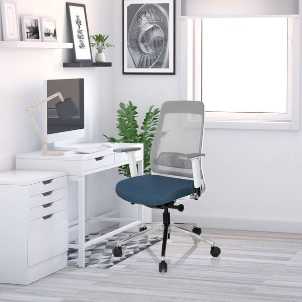 Bürostuhl CHIARO T2 WHITE Blau - Grau