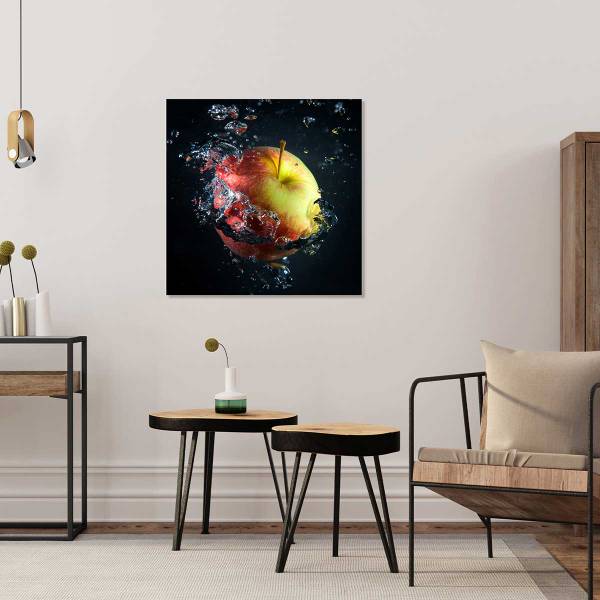 Tableau pommes et gouttes d'eau 80 x 80 x 80 cm - Fibres naturelles