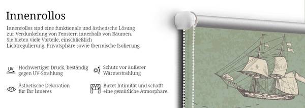 Innenrollo Ozeankarte 150 x 240 cm