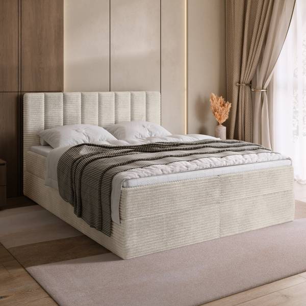 Boxspringbett DENVER Creme - Breite: 140 cm - Liegefläche Breite: 140 cm