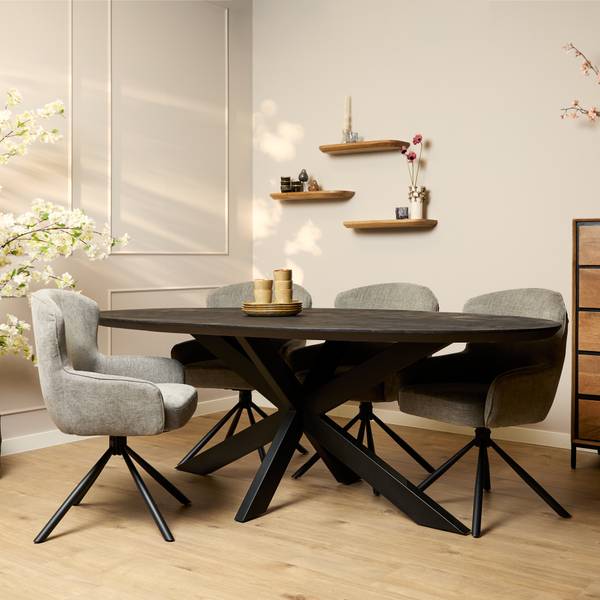 Esstisch BRANDY Schwarz - Massivholz - 210 x 76 x 100 cm