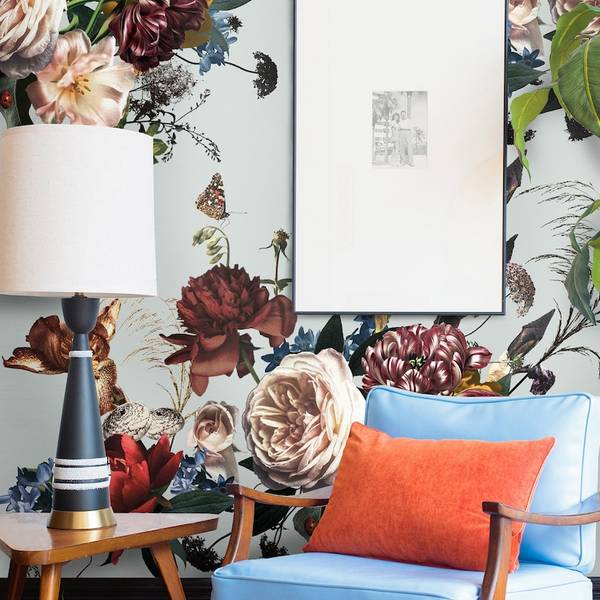 Behang Florale Renaissance grijs - papier - 200 x 250 x 1 cm