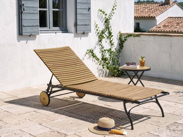 Gartenliege LASCARI Schwarz - Braun - Massivholz - 69 x 86 x 200 cm