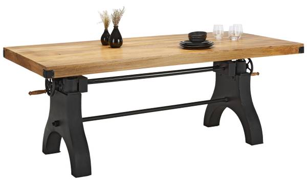 Esstisch INDUSTRIAL Beige - Metall - Holz teilmassiv - 90 x 76 x 200 cm