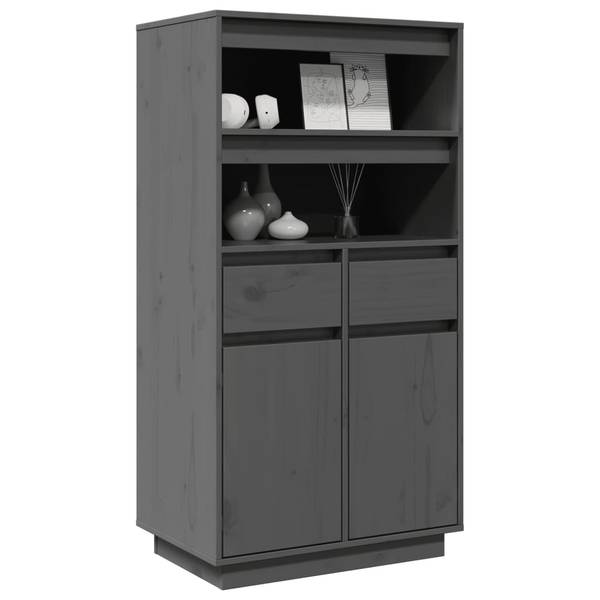 Highboard DE4735 Grau - Massivholz - 60 x 117 x 40 cm