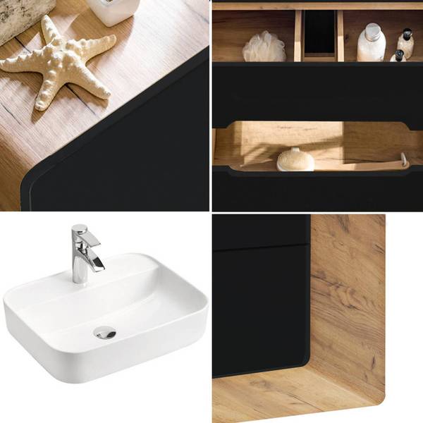 Badmöbel-Set NEW-LUTON-100 3er-Set Grau - Holzwerkstoff - 130 x 200 x 46 cm