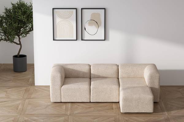 Canapé lounge Cubic Beige - En partie en bois massif - 257 x 64 x 164 cm