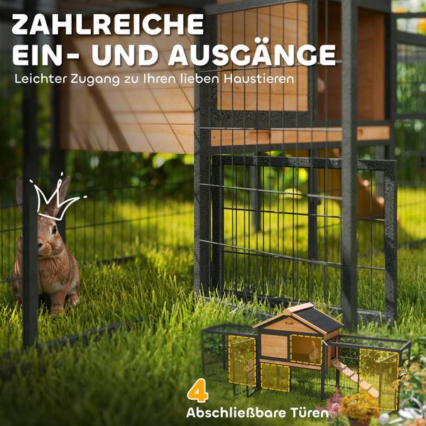 Kaninchenstall D51-468V90YL Gelb - Massivholz - 53 x 86 x 217 cm