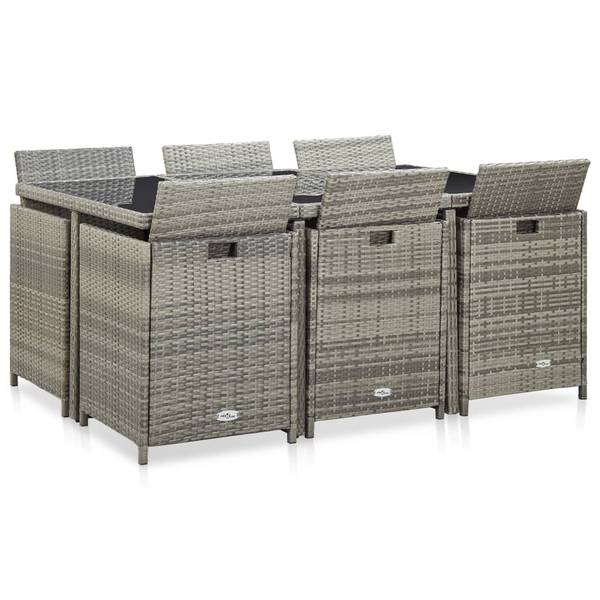 Garten-Essgruppe 3012316-10 11-teilig Grau - Polyester - Polyethylen - 109 x 74 x 167 cm