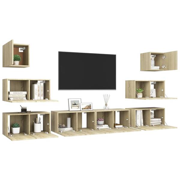 TV-Schrank 8er Set D920 Braun - Holzwerkstoff - 30 x 30 x 60 cm