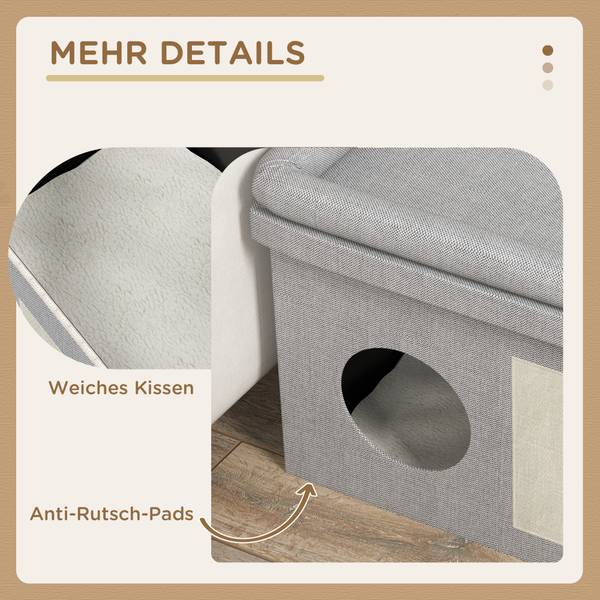 Katzenhaus D30-775V00GY Grau - Holzwerkstoff - 48 x 50 x 78 cm