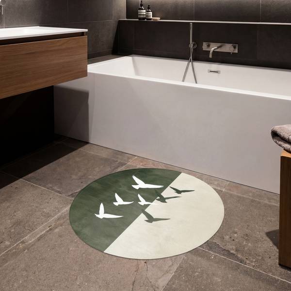Tapis de Bain Oiseaux Vert - Microfibre - 70 x 70 x 1 cm