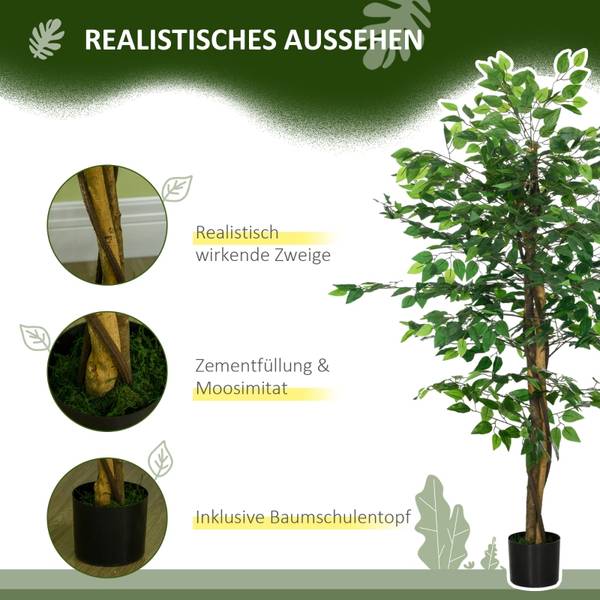 Ficus Kunstbaum CD66 Grün - Metall - 15 x 150 x 15 cm