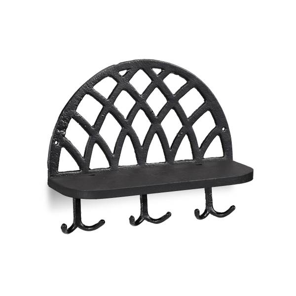 3 x Schlüsselbrett mit Ablage schwarz Schwarz - Gusseisen - 27 x 23 x 12 cm