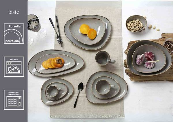 Servierschalen-Set Taste 2-teilig Grau - Porzellan - 2 x 2 x 2 cm