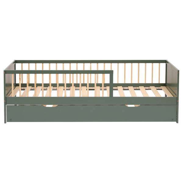 Bett ADAM Grün - Massivholz - 96 x 60 x 195 cm
