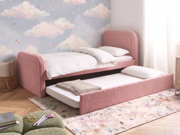 Bett RAYSSAC 3-tlg Pink - Naturfaser - 100 x 96 x 218 cm