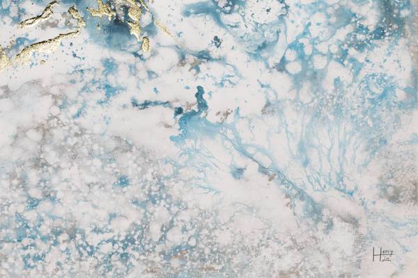 Acrylbild Handgemalt Fluid Painting Sin Blau - Weiß - Baumwollstoff - 100 x 75 x 4 cm