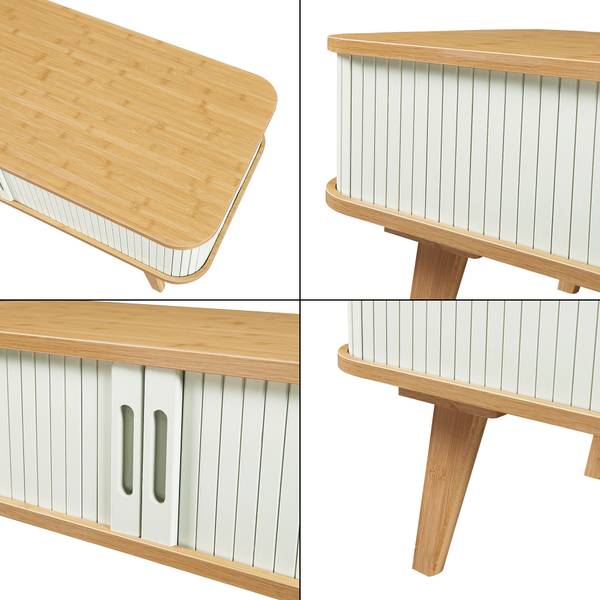 Couchtisch Tysvær Weiß - Bambus - Holzwerkstoff - 100 x 40 x 50 cm