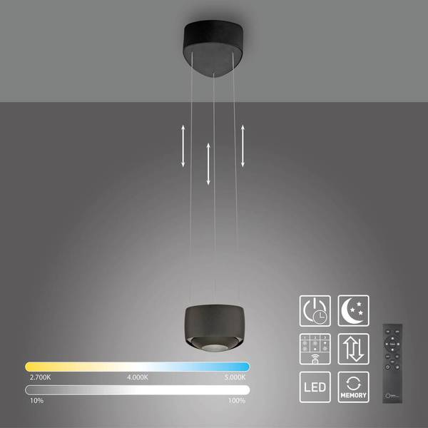 LED Pendellampe Q-STRETTO Schwarz