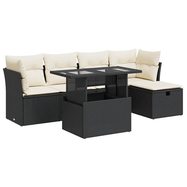Garten Sofagarnitur 3037466-2 (6-teilig) Schwarz - Creme