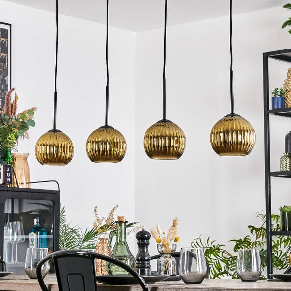 Pendelleuchte Cesaro Gold - Aluminium - Klarglas - 10 x 120 x 92 cm