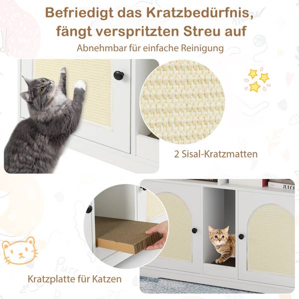 Katzenschrank BH32453 Weiß - Holzwerkstoff - 51 x 74 x 108 cm