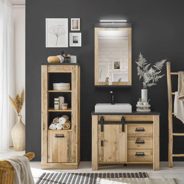 Badmöbel-Set SHELTON-61-153 3er-Set Braun - Holzwerkstoff - 166 x 210 x 43 cm