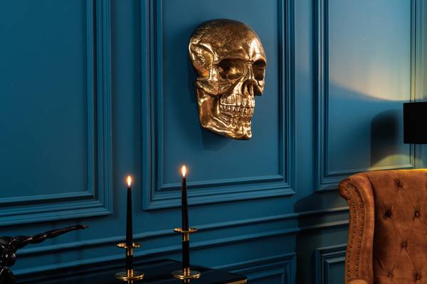 Wandskulptur SKULL XXL Gold - Kunststoff - 30 x 40 x 15 cm