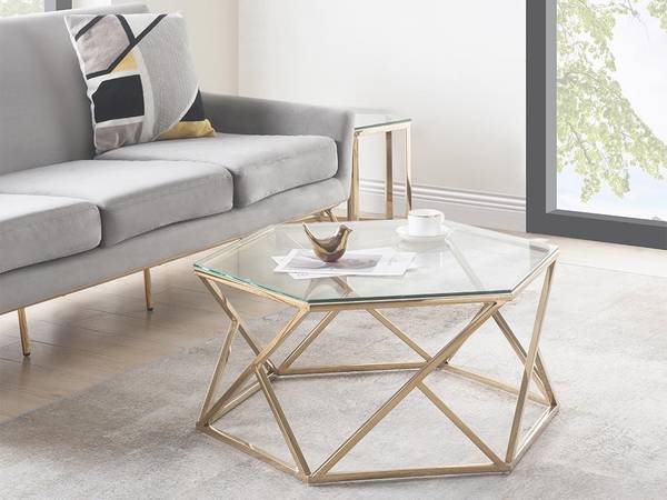 Couchttisch KERIANE Gold - Glas - 69 x 38 x 80 cm