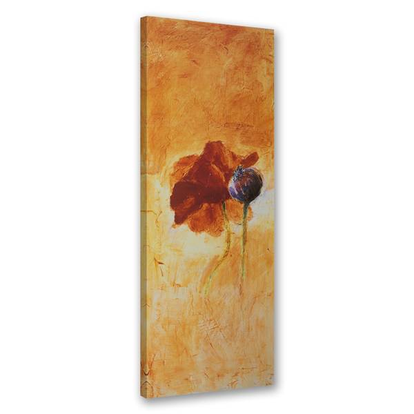 Tableau déco fleur de pavot peinte 40 x 120 cm