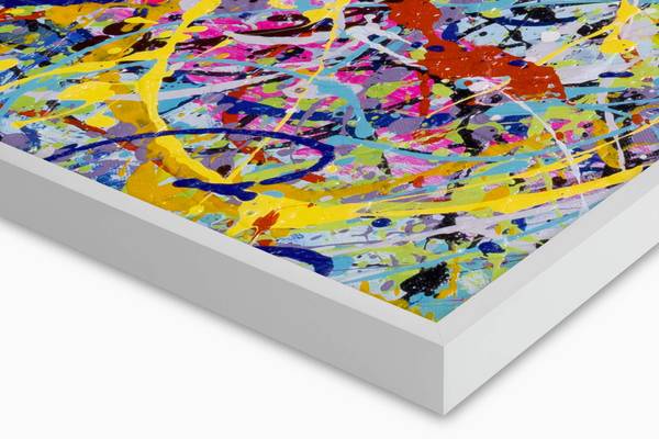 Acrylbild Handgemalt Action Painting Zap Baumwollstoff - 100 x 75 x 4 cm