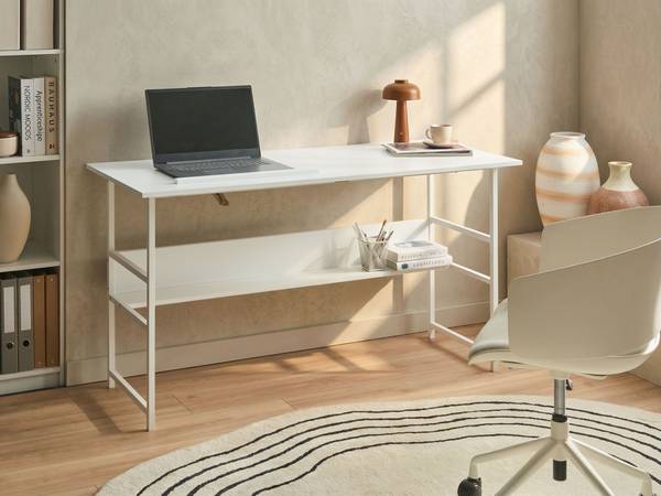 Schreibtisch ORAN Weiß - Holzwerkstoff - 140 x 76 x 60 cm