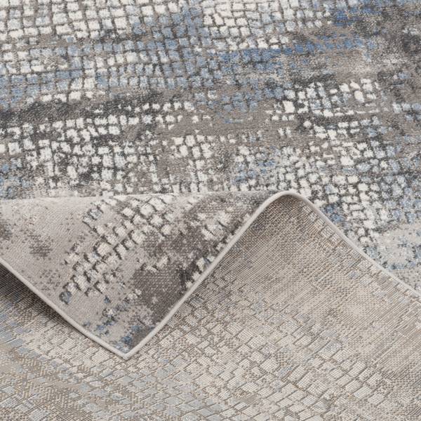 Designer Teppich Tawira Vintage Blau - Silber - Textil - 140 x 1 x 200 cm