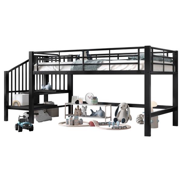 Halbhohes Hochbett K-1188 Schwarz