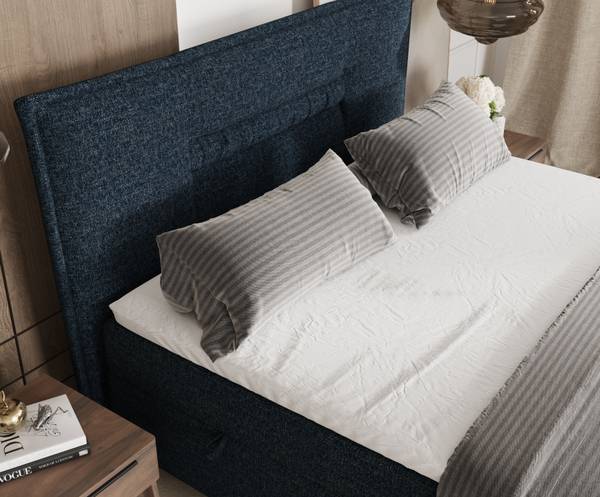Boxspringbett Koussi I Taschenfederkern Marineblau - Liegefläche Breite: 180 cm