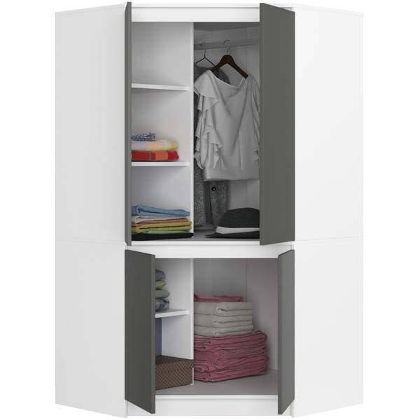 Kleiderschrank S100 Grau - Weiß - Holzwerkstoff - 100 x 180 x 50 cm