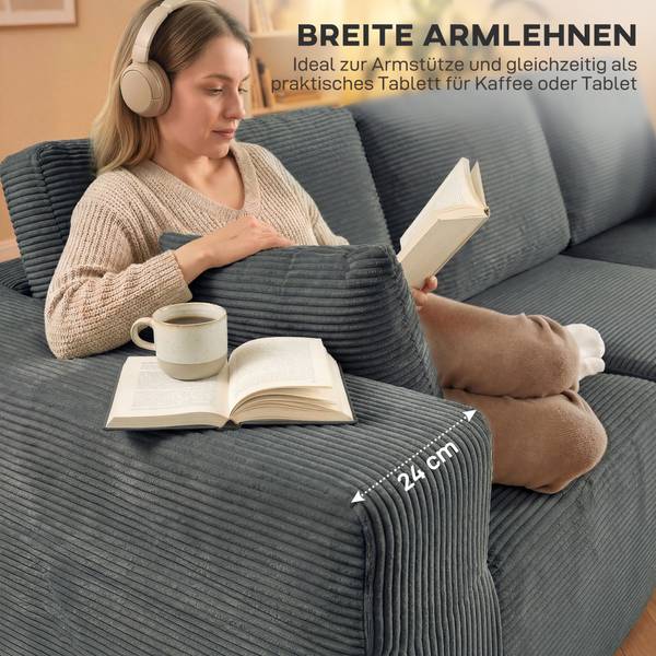 Ecksofa 83B-513V00CG Grau - Cord - 168 x 85 x 267 cm