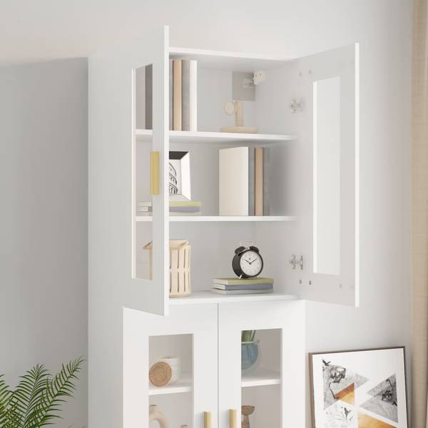 Hangkast 3014136 wit - plaatmateriaal op houtbasis - glas - 69 x 90 x 34 cm
