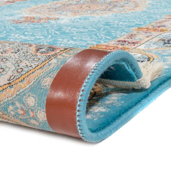 Orientteppich Ariel Blau - Naturfaser - 100 x 1 x 300 cm